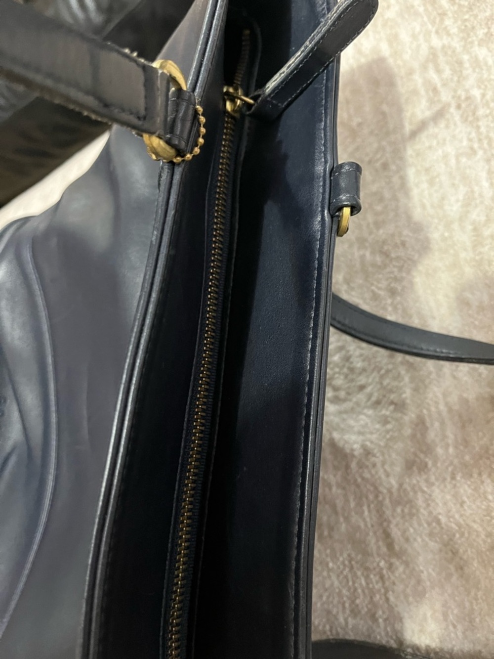Coach RARE navy Leather Double-Handle Tote - Picture 12 of 13
